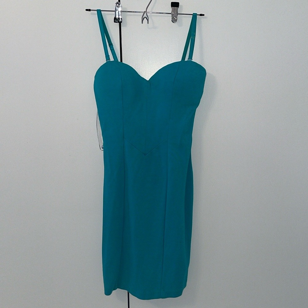 Guess, Built-In Bra Bustier Teal Mini Dress